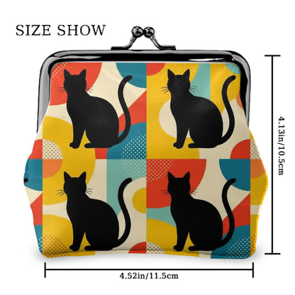 Pop Art Black Atomic Cats, Red Blue Yellow, Coin Purse
