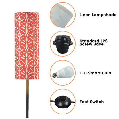 Art Deco Colorful Abstract Floor Lamp | Coral And White Mid Century Modern Lighting - Mid Century Modern Gal