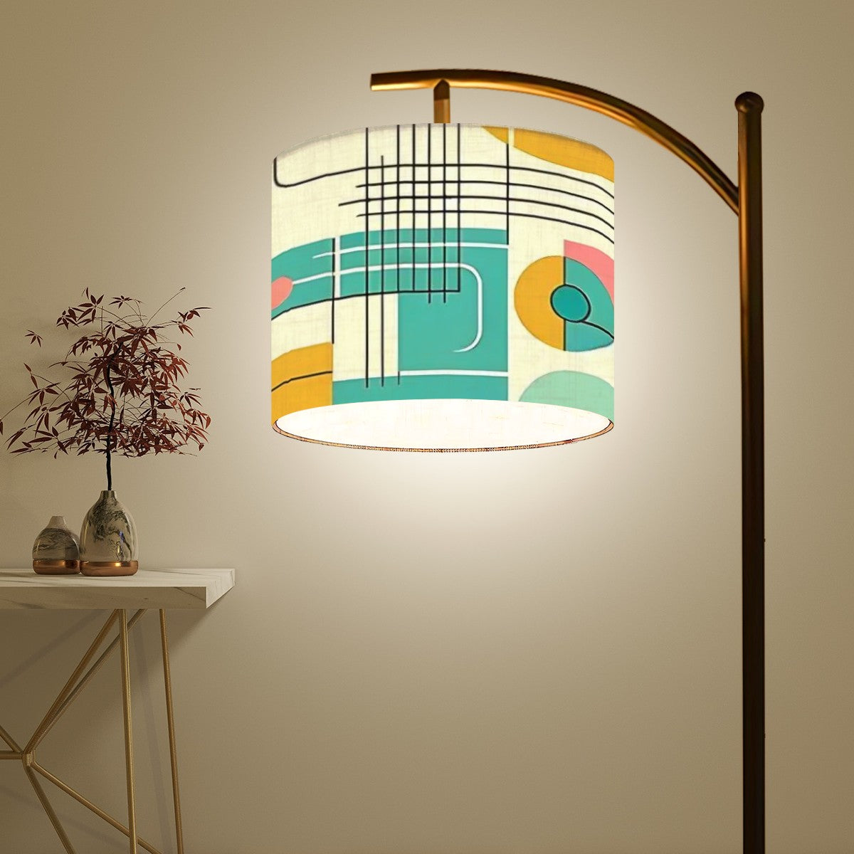Mid Century Modern Bauhaus Designed Mod Floor Lamp, Green, Pink Yellow - Mid Century Modern Gal