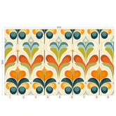 Scandinavian Floral Orange Blue, Green, Mid Mod Peel And Stick Wall Murals - Mid Century Modern Gal