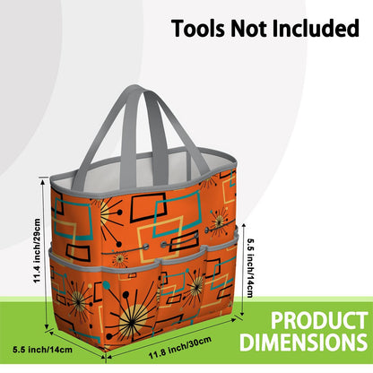Mid Century Modern Sinatra Orange, Starburst, Geometric Funky Fun Garden Tool Bag - Mid Century Modern Gal