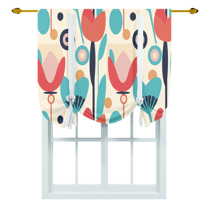 Scandinavian Flower Mid Mod Retro Tie Up Curtain - Mid Century Modern Gal