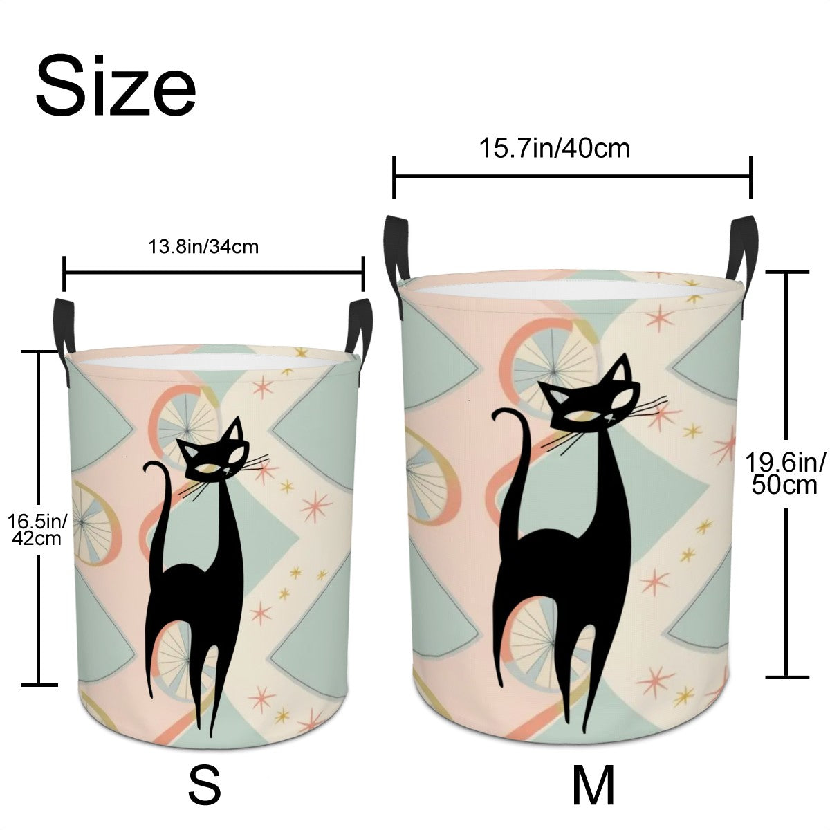 Mid Century Modern Atomic Cat, Retro Mod Storage Laundry Basket - Mid Century Modern Gal