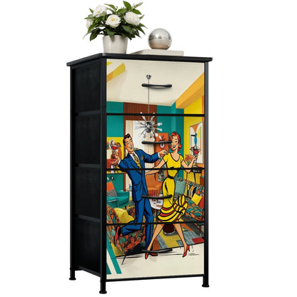 Mid Century Modern Mod Couple Quirky Fun Cocktail Hour Mod 4-Drawer Dresser - Mid Century Modern Gal