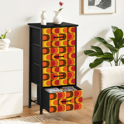 Retro Mid Mod Orange Yellow Brown Groovy 70s Design 4-Drawer Dresser - Mid Century Modern Gal