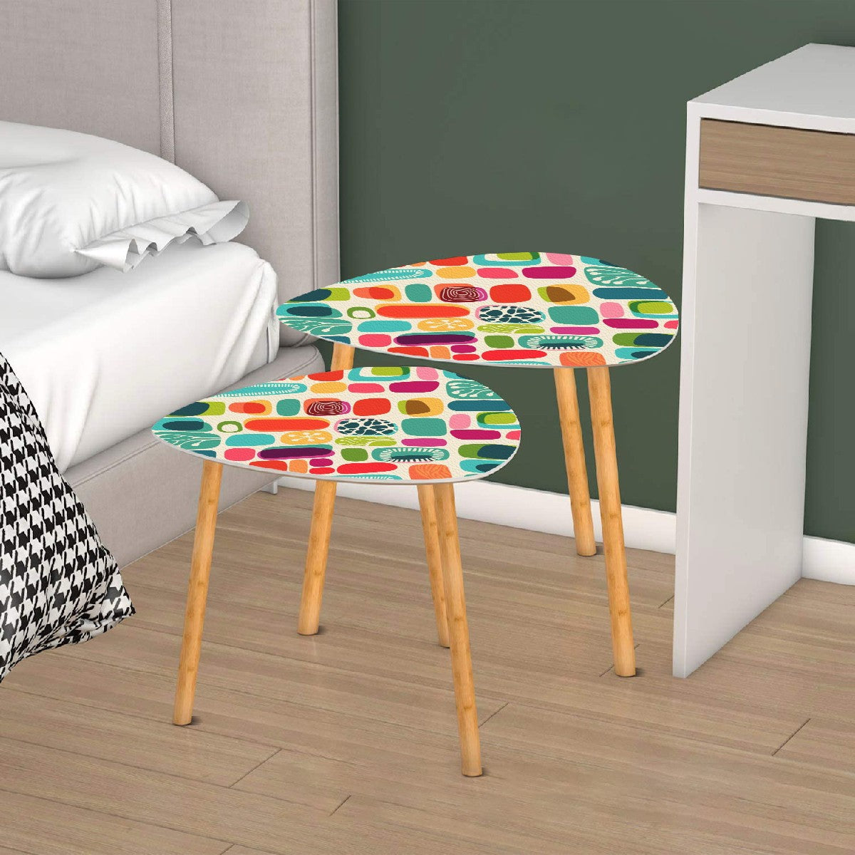 Mid Century Modern Amoeba Designed Mod Nest Tables With Bamboo Legs - Mid Century Modern Gal