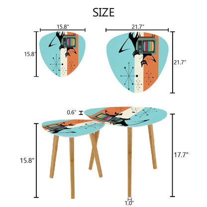 Atomic Kitschy Cats, Mid Century Modern Nesting Tables, Aqua Orange, Retro Side Tables - Mid Century Modern Gal
