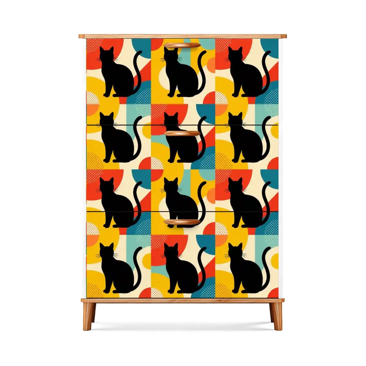 Pop Art Black Atomic Cats Shoe Cabinet