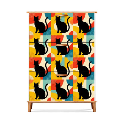 Pop Art Black Atomic Cats Shoe Cabinet