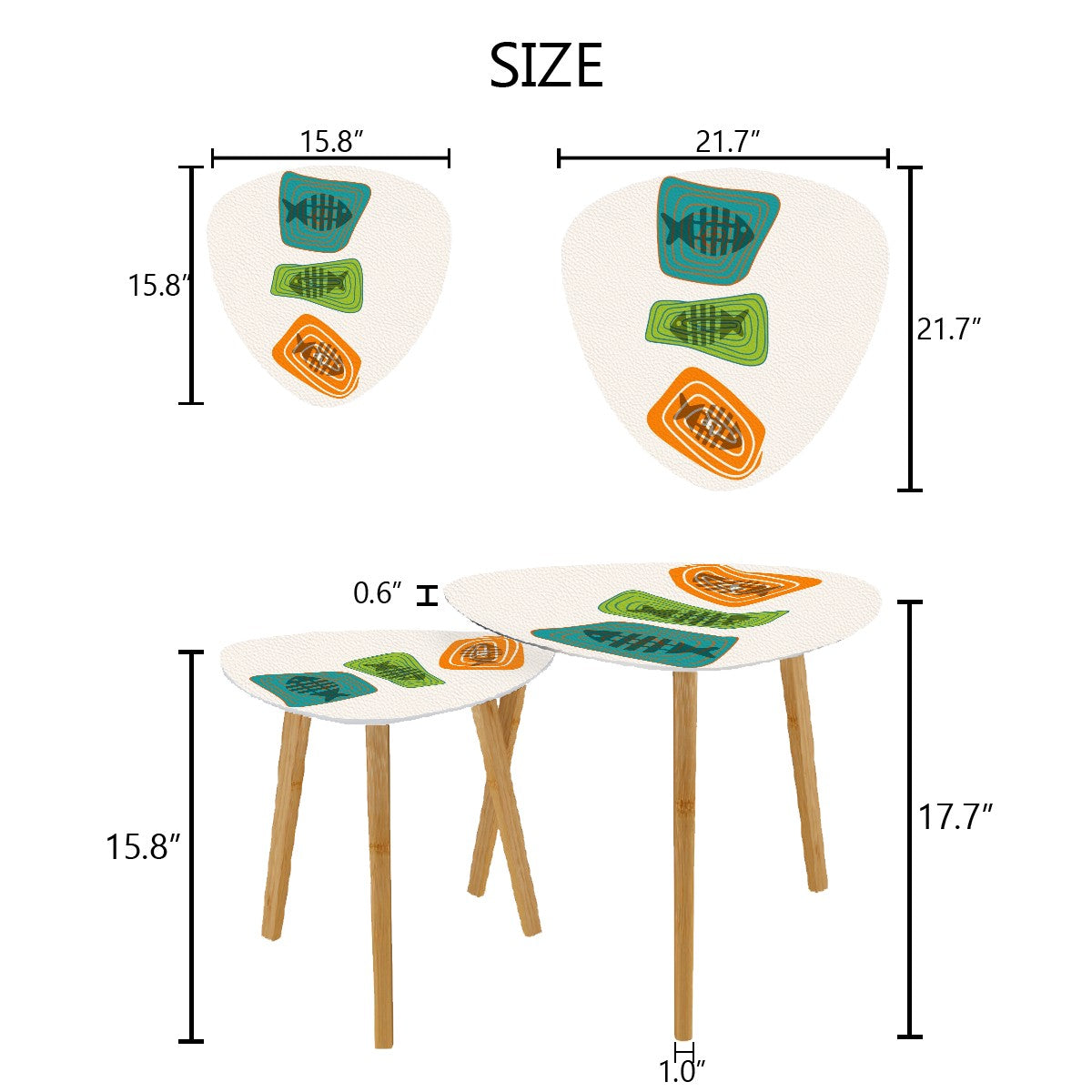 Atomic Fish Mid Century Modern Nesting Tables - Mid Century Modern Gal