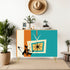 Mid Century Modern TV Credenza, Storage Cabinet Adorned WIth Atomic Kitschy Cats - Mid Century Modern Gal