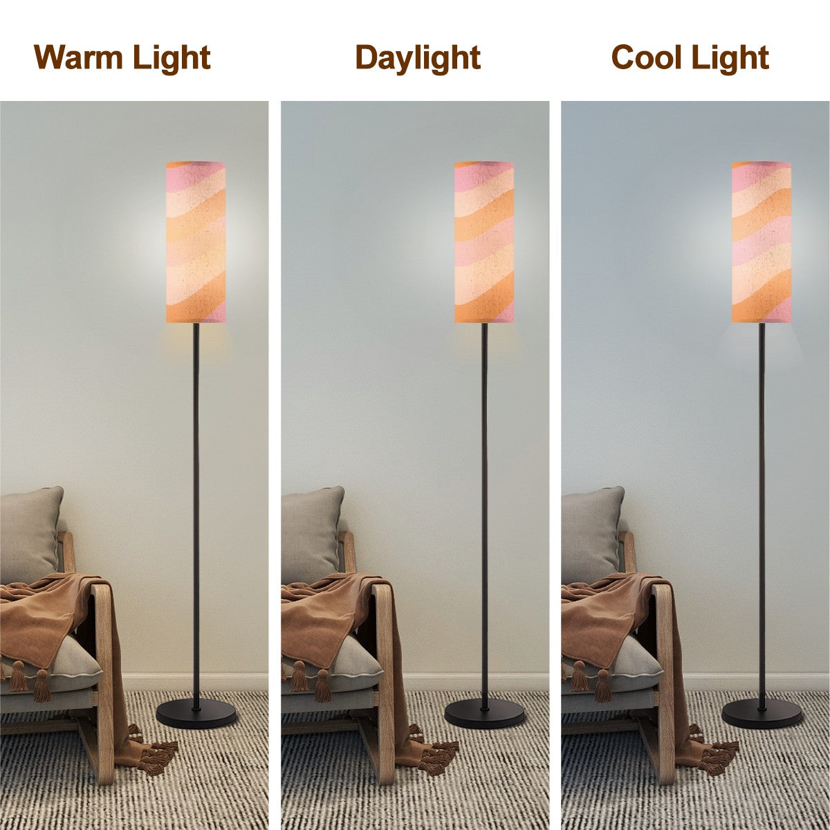 Retro Floor Lamp Modern Standing Lamp, Orange, Pink Groovy Wave Design - Mid Century Modern Gal