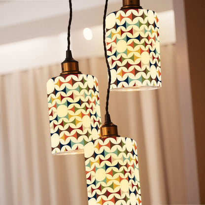 Mid Century Modern Scandinavian Geometric Diamond Designed Cylindrical Glass Lampshades - Mid Century Modern Gal