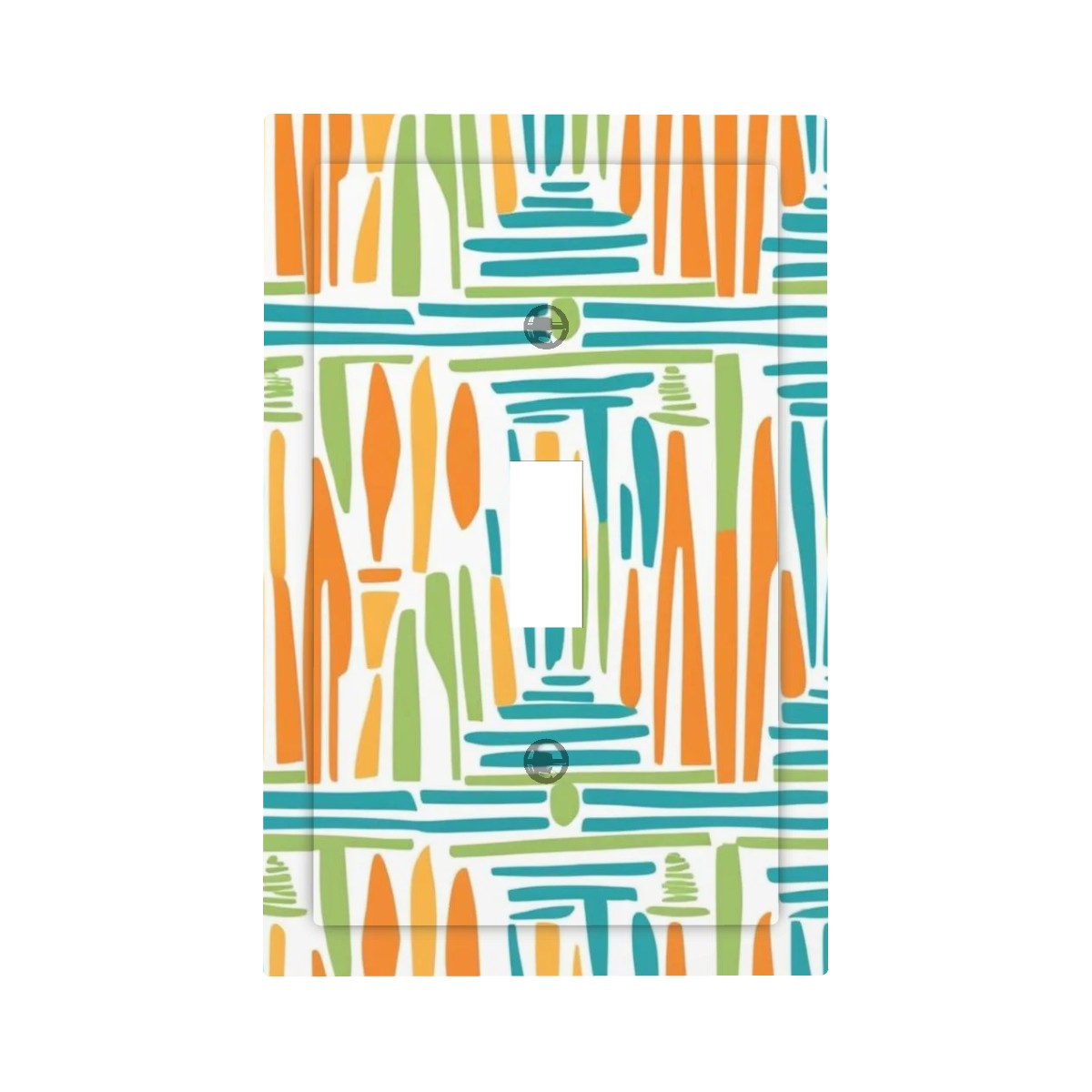 Mid Century Modern Abstract Polynesian Orange, Green Teal Modern Switch Cover - Mid Century Modern Gal