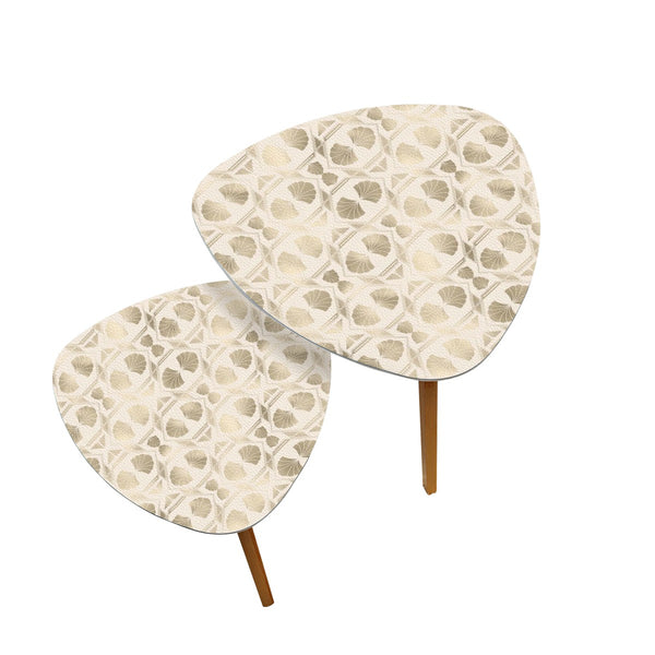 Art Deco Gold Shell Mid Century Modern Nesting Tables, Side Tables MCM Furniture