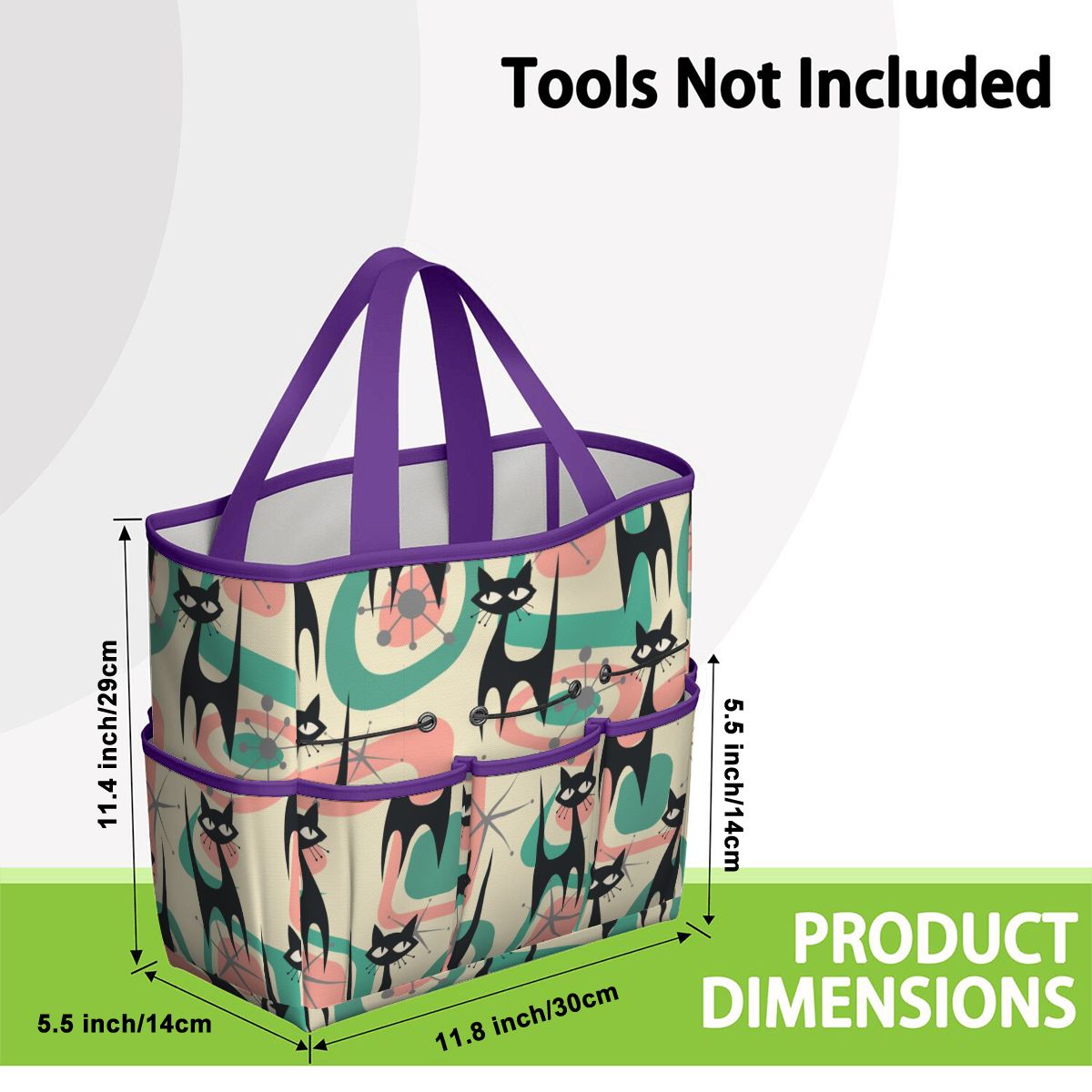 Atomic Cat Mid Century Modern Starburst Retro Kitsch Garden Tool Bag