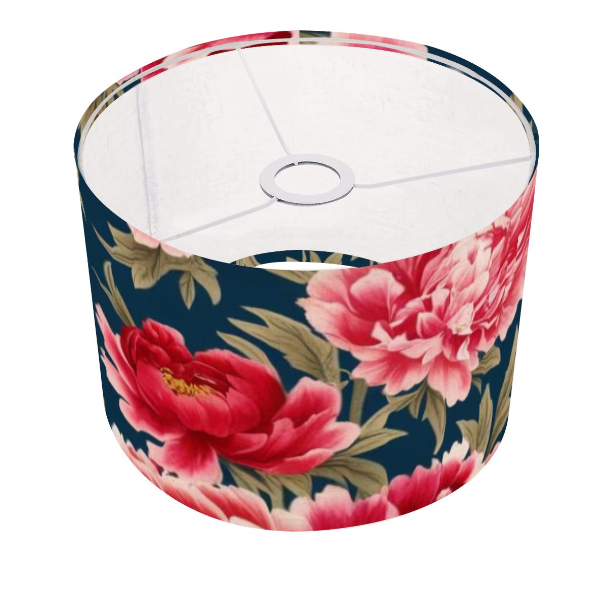 Chinoiserie Royal Blue Pink, Red Roses And Peony Floral Modern Lamp SHADE ONLY - For Arc Floor Lamps Only - Mid Century Modern Gal