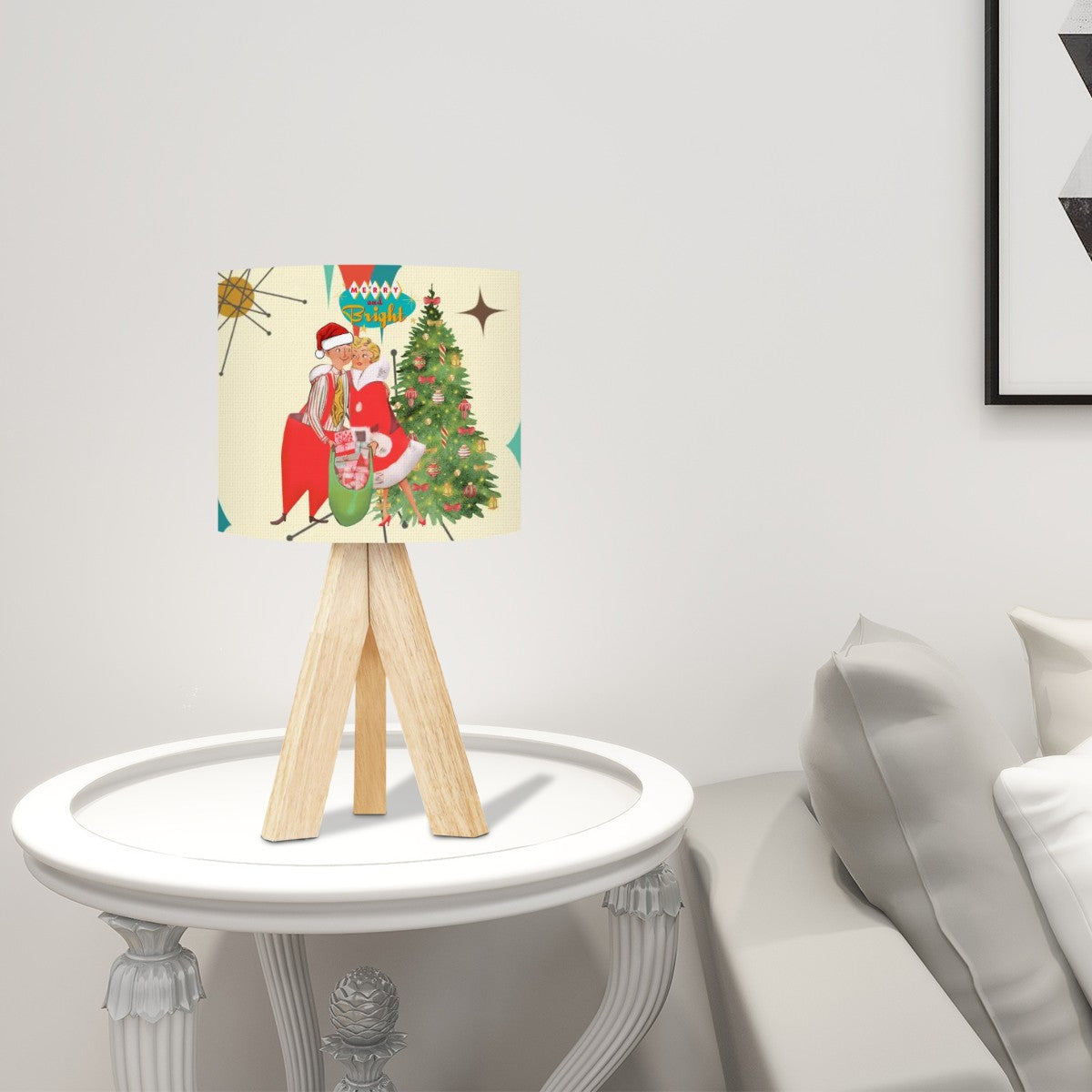 Holiday Kitsch Mid Mod Christmas Table Tripod  Lamp - Mid Century Modern Gal