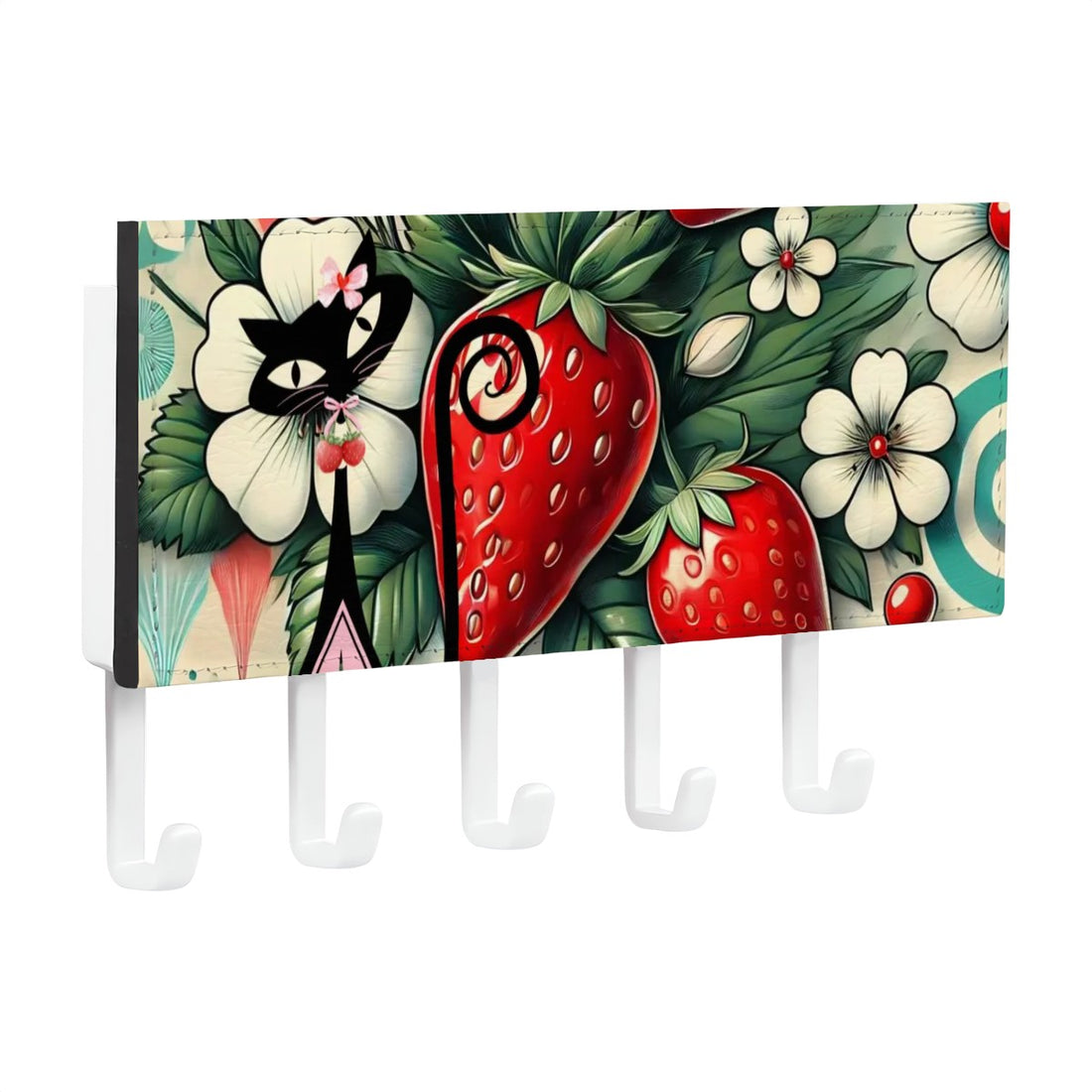 Atomic Cat, Strawberry Fields Kitschy Mid Mod Key Holder Wall Mount - Mid Century Modern Gal