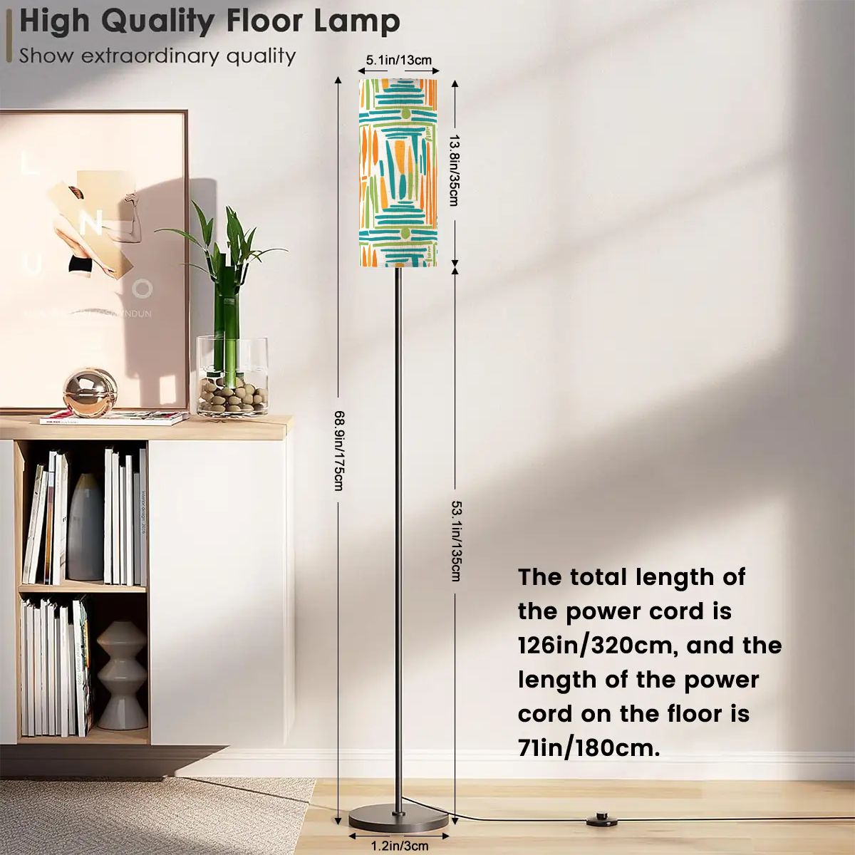 Mid Century Modern Slim Floor Lamp, Color Pop Tiki Inspired MCM Lighting - Mid Century Modern Gal