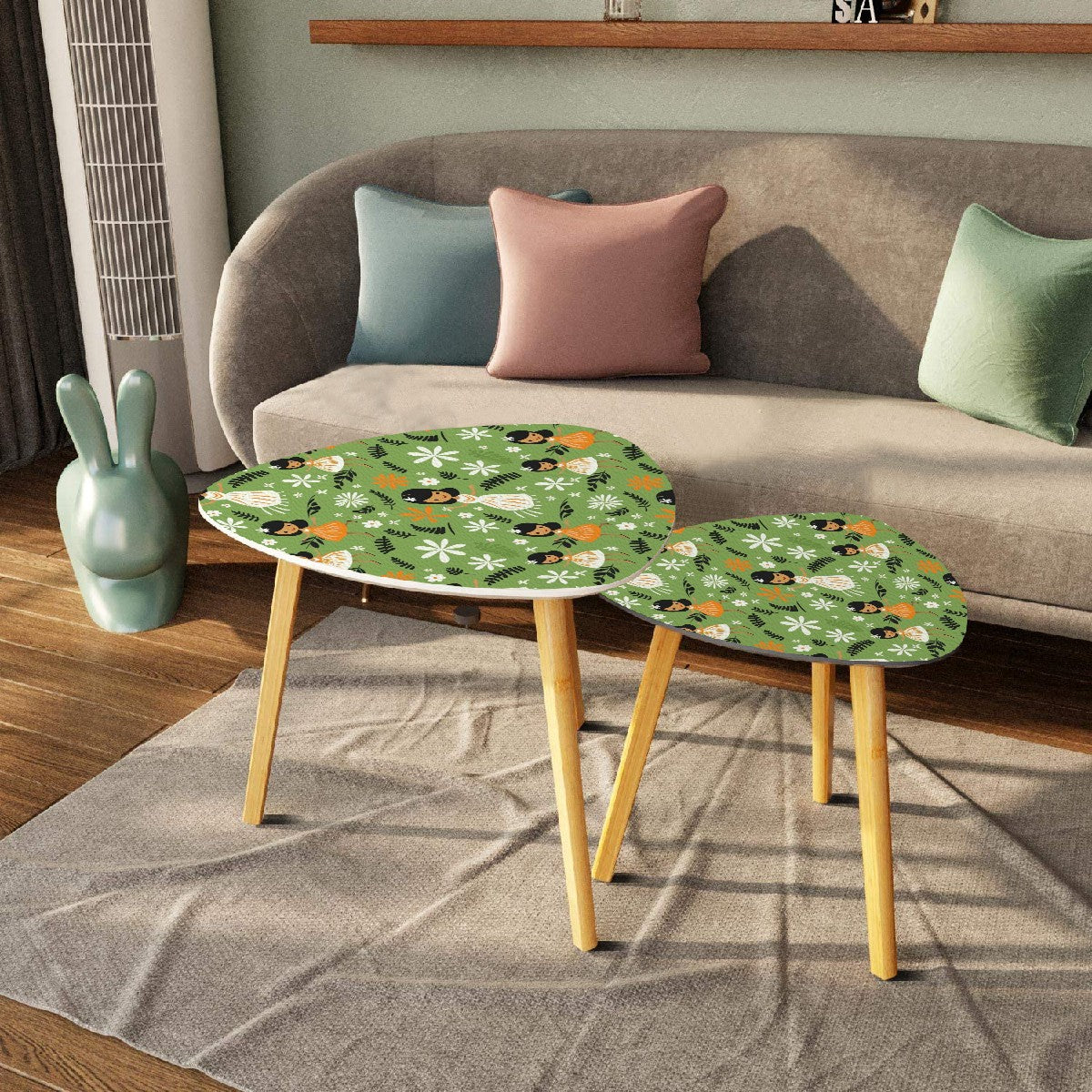 Tiki Hawaiin Hula Girls Palm Springs Cali Style, Mid Century Modern Nesting Tables - Mid Century Modern Gal