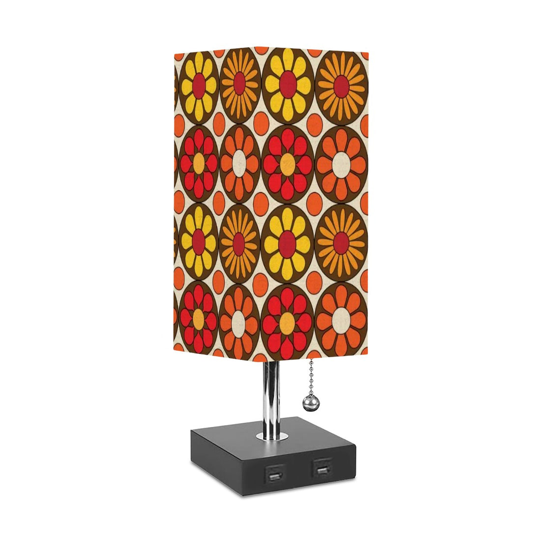 Retro Flower Power, Groovy Mod Daisy, Hipster Cool Office Square Table Lamp - Mid Century Modern Gal