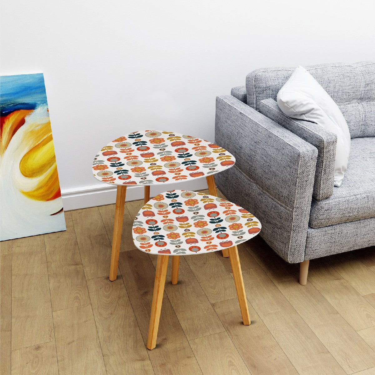 Mid Century Modern Scandinavian Designed Floral Retro Mod Nesting Tables - Mid Century Modern Gal