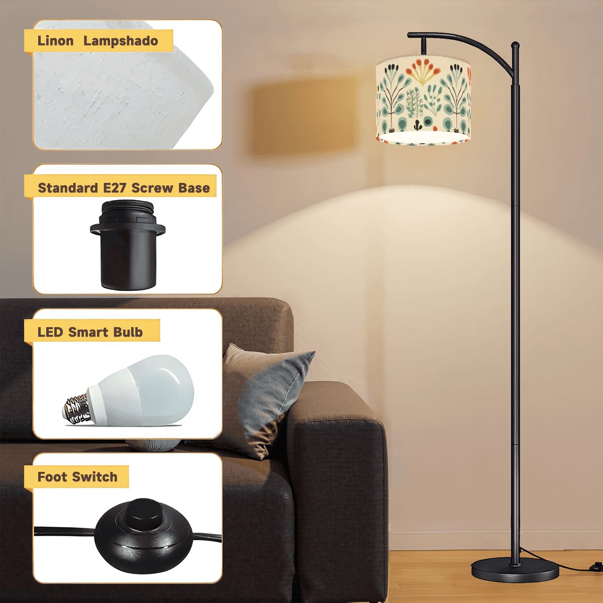 Mid Century Modern Scandinavian Designed Retro Arc Floor Lamp - Mid Century Modern Gal