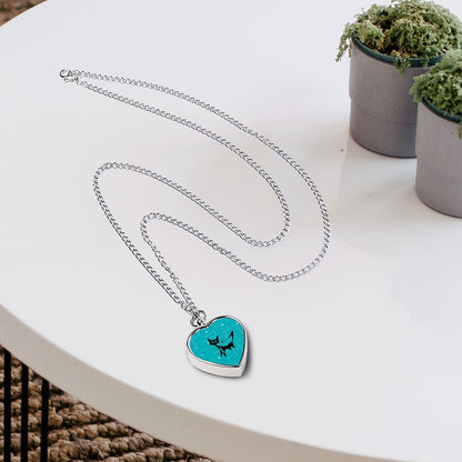 Mid Century Mod Atomic Cat Teal Blue Retro Sentimental Piece Pet Ashes Necklace - Mid Century Modern Gal
