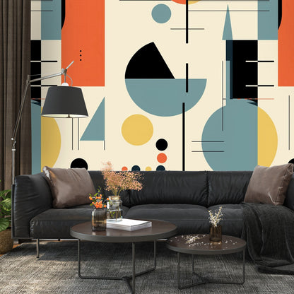 Mid Century Modern Bauhaus Geometric Designed Peel And Stick Wall Murals