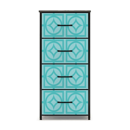 Mid Century Modern Blue Breeze Block Designed Mod 4-Drawer Dresser - Mid Century Modern Gal