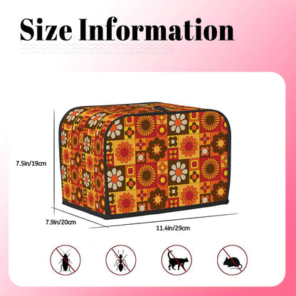 Retro 70s Flower Power Groovy Orange Brown Yellow Floral Mod 2 Slice Toaster Cover - Mid Century Modern Gal