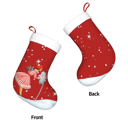 Mid Century Modern 50s Gal, Kitschy Holiday Red Plush Christmas Stocking - Mid Century Modern Gal