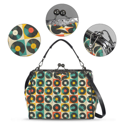 Retro Records Groovy Mod Kisslock Crossbody Purse - Mid Century Modern Gal