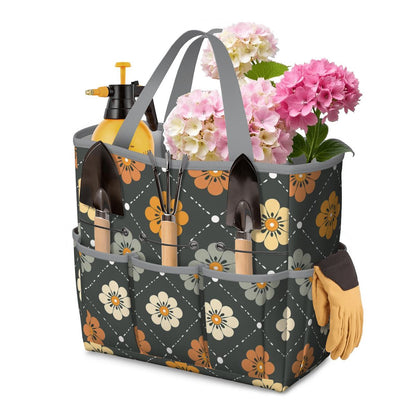 Scandinavian Floral, Mustard Yellow, Gray Mid Century Modern Garden Tool Bag - Mid Century Modern Gal