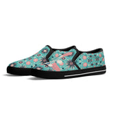 Atomic 50s Poodle Slip On Canvas Shoes, Mid Century Modern Pink, Aqua Starbursts Black / US12 (EU44)