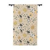 Atomic Cats Curtains, Kitschy, Beige, Yellow, Francsican Starburst Pattern Window Curtain Home Decor Blackout / 50" × 84"