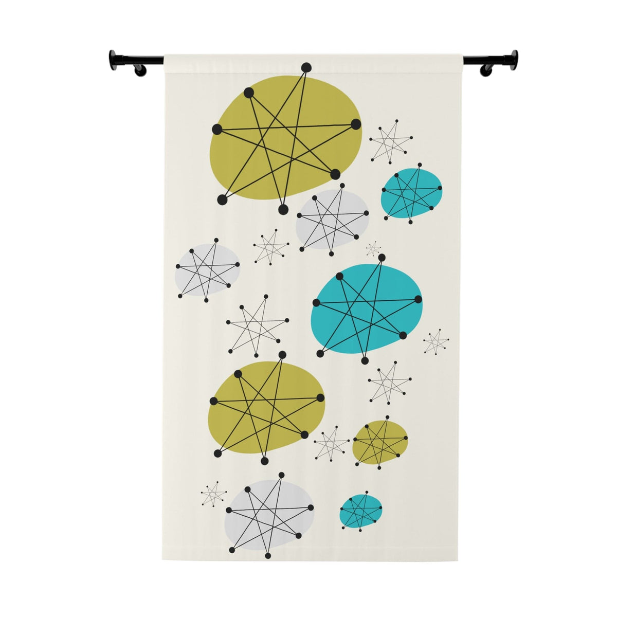 Atomic Franciscan Dish Pattern, Custom Mid Century Modern Atomic 50's Era Black Out Window Curtains (1 Piece) Home Decor Blackout / 50" × 84"