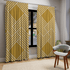 Herringbone Pattern, Retro Mod Golden Yellow, White Abstract, Modern Window Curtains (1 Piece) Home Decor Blackout / 50" × 84"
