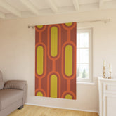 Mid Century Modern Burnt Orange, Mustard Yellow Groovy Retro Window Curtains (1 Piece) Home Decor Blackout / 50" × 84"