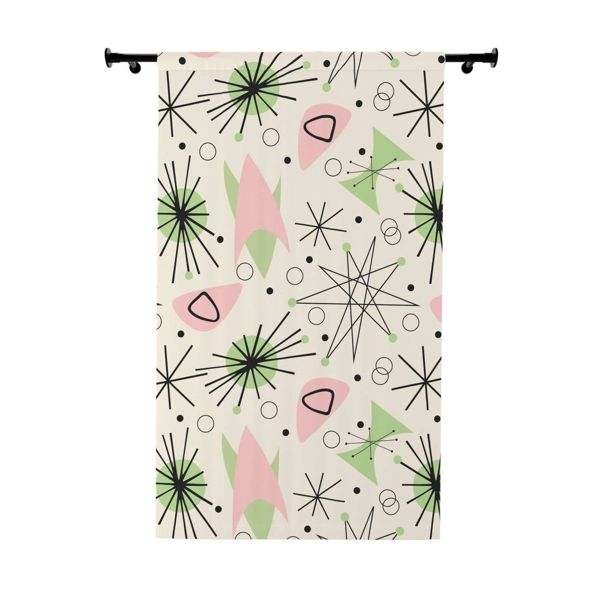 Mid Century Modern Custom Window Curtains, Atomic Pink, Green, Astro Sputnik Starburst, Space Age, MCM Window Curtains Home Decor Blackout / 50" × 84"