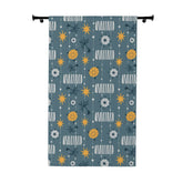 Mid Century Modern Designs, Black Out Window Curtain With Yellow Franciscan Starburst, Linear Lines, Stars Retro Home Decor Home Decor Blackout / 50" × 84"