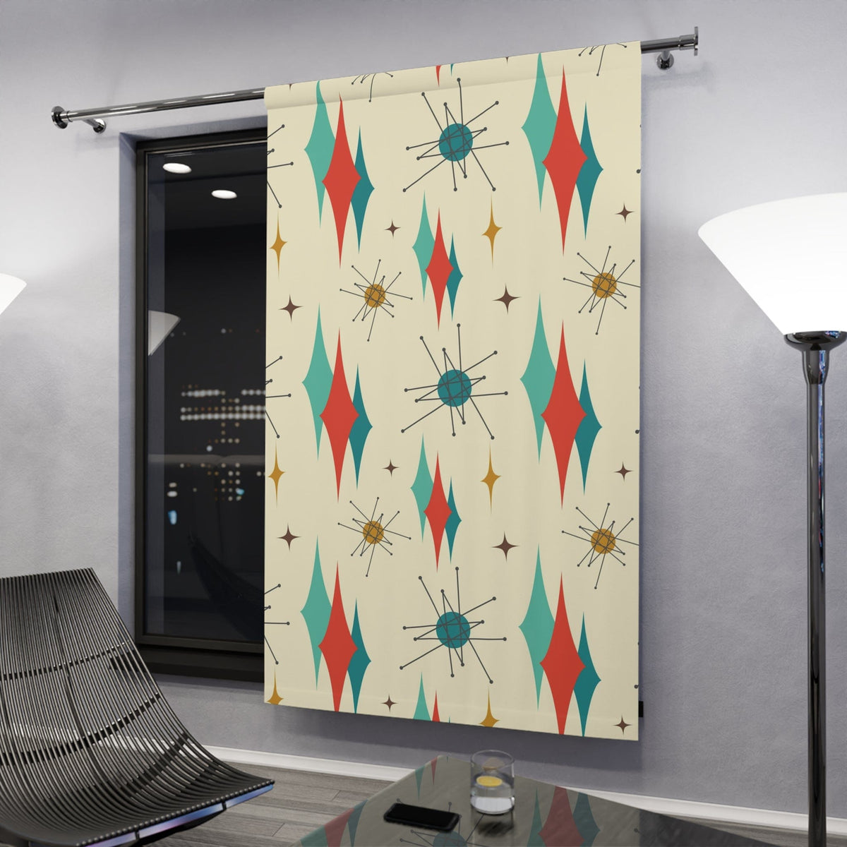 Mid Century Modern Franciscan Starburst, Sputnik Designed, MCM Window Curtain(1 Piece) Home Decor Blackout / 50" × 84"