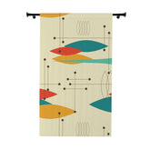 Mid Century Modern Geometric Linear Googie Shapes, Mod Window Curtain (1 Piece) Home Decor Blackout / 50" × 84"