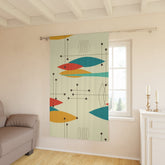 Mid Century Modern Geometric Linear Googie Shapes, Mod Window Curtain (1 Piece) Home Decor Blackout / 50" × 84"