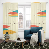 Mid Century Modern Geometric Linear Googie Shapes, Mod Window Curtain (1 Piece) Home Decor Blackout / 50" × 84"