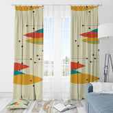 Mid Century Modern Geometric Linear Googie Shapes, Mod Window Curtain (1 Piece) Home Decor Blackout / 50" × 84"