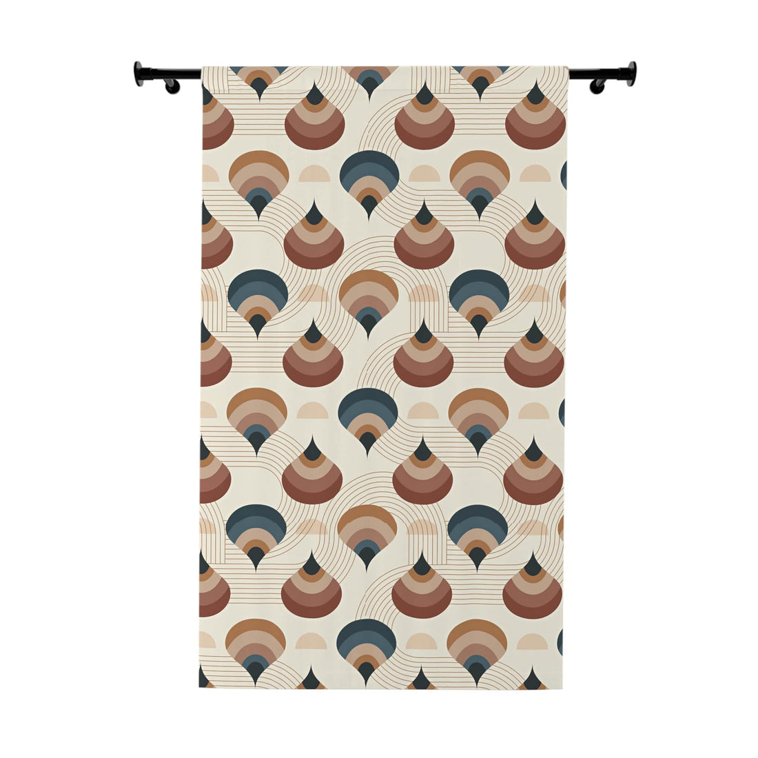 Mid Century Modern, MCM, Retro Boho Vibe, Creamy Beige, Teal, Light Brown, Tear Drop Groovy Modern Blackout Window Curtains Home Decor Blackout / 50&quot; × 84&quot;