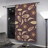 Mid Century Window Curtain, Brown, Lunar Space Age, Starbursts, Boomerangs, MCM Home Decor Home Decor Blackout / 50" × 84"