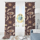 Mid Century Window Curtain, Brown, Lunar Space Age, Starbursts, Boomerangs, MCM Home Decor Home Decor Blackout / 50" × 84"